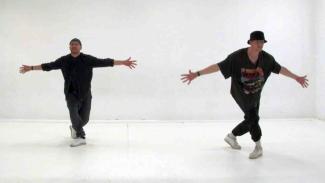 Neale Whittaker and Pete Evans demonstrating a hip hop dance